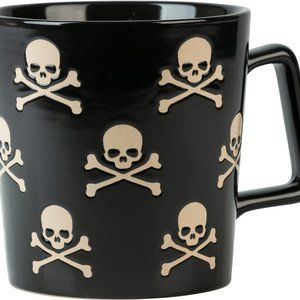 Halloween Skull and Crossbones 20 oz Wax Resist Mug, Black